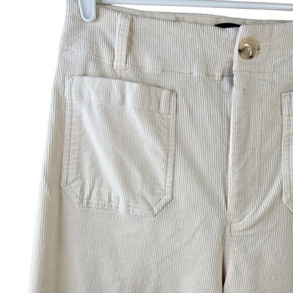 Maeve Colette Pants Size 30 Cream White Corduroy High Waisted Crop Wide Leg Crop - Picture 6 of 12